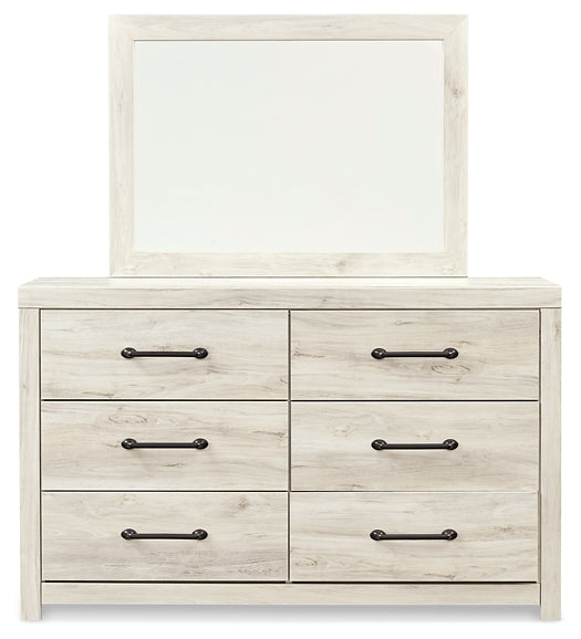 Cambeck King/California King Upholstered Panel Headboard with Mirrored Dresser, Chest and Nightstand