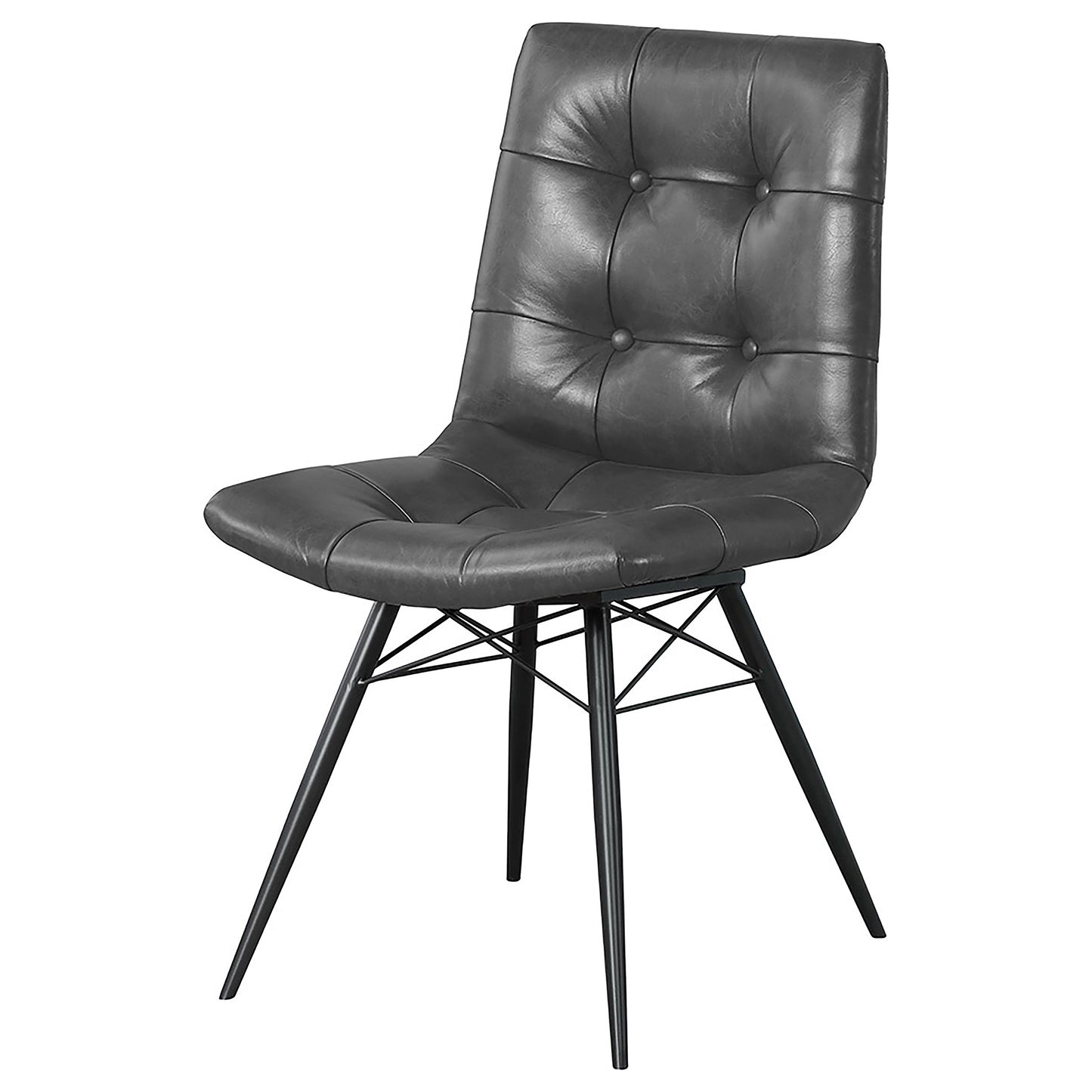 Aiken Faux Leather Upholstered Dining Side Chair Charcoal Grey (Set of 4)