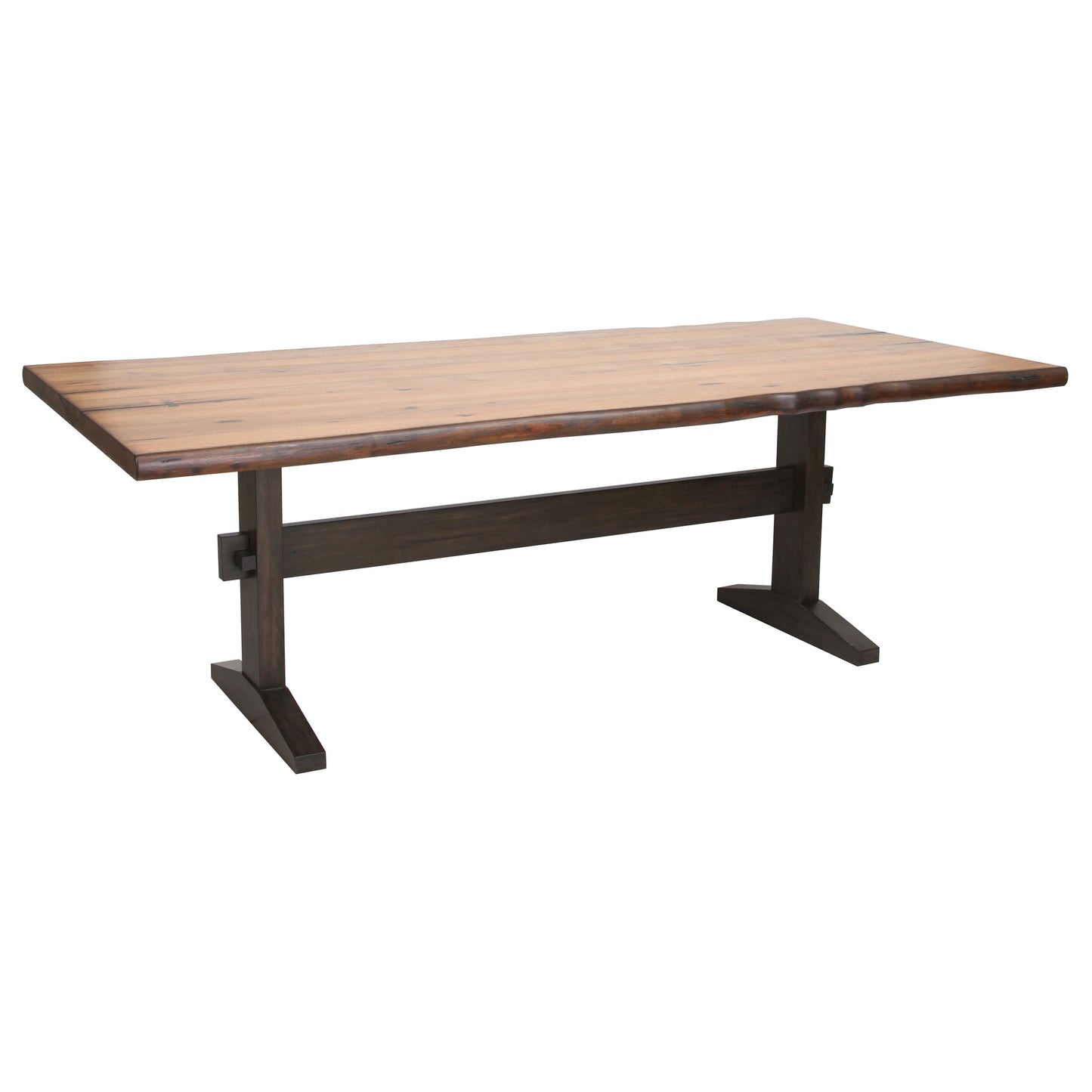 Bexley Live Edge Trestle Dining Table Natural Honey and Espresso