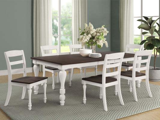 Madelyn 7-piece Rectangle Dining Set Dark Cocoa and Coastal White