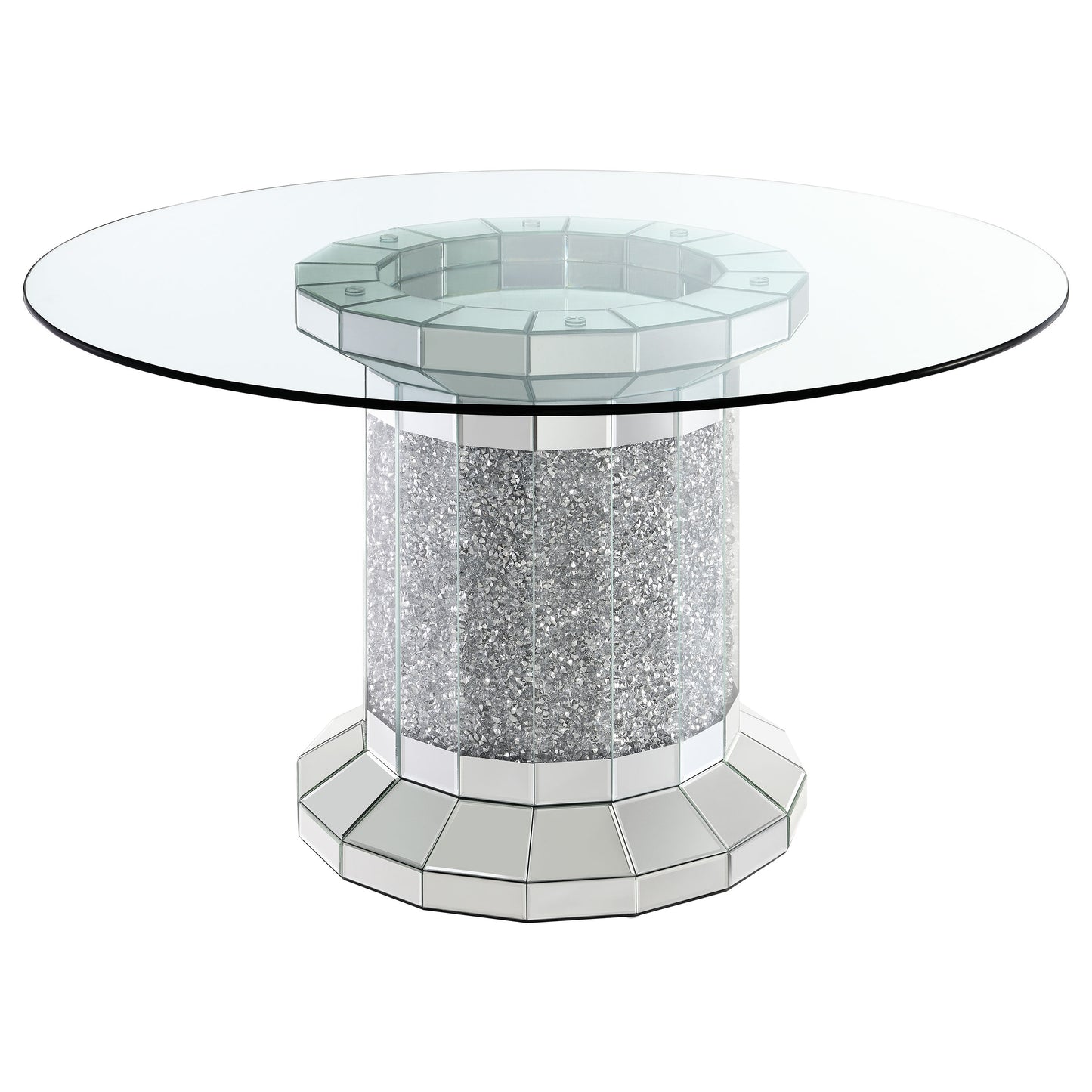 Ellie 5-piece Cylinder Pedestal Dining Room Set Mirror and Grey