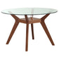 Paxton 48" Round Glass Top Dining Table Clear and Nutmeg