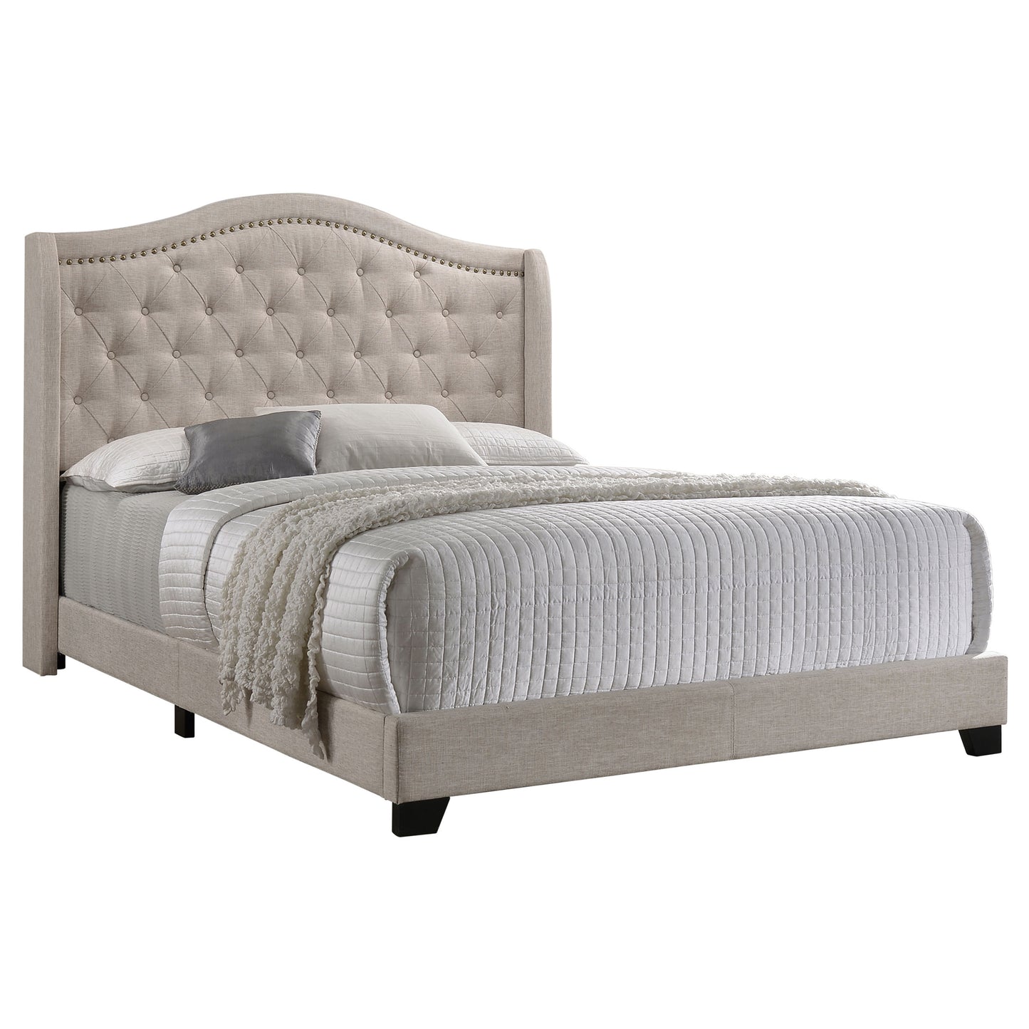 Sonoma Upholstered Queen Wingback Bed Beige