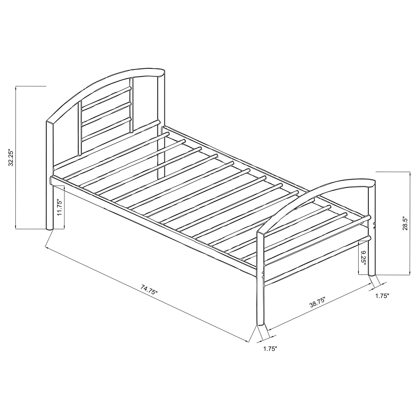 Baines Metal Twin Open Frame Bed Silver