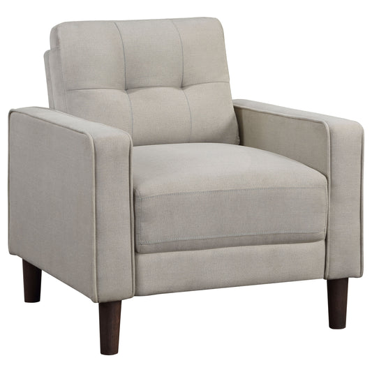 Bowen Upholstered Track Arm Tufted Accent Chair Beige