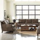 Leaton 2-piece Recessed Arms Living Room Set Brown Sugar