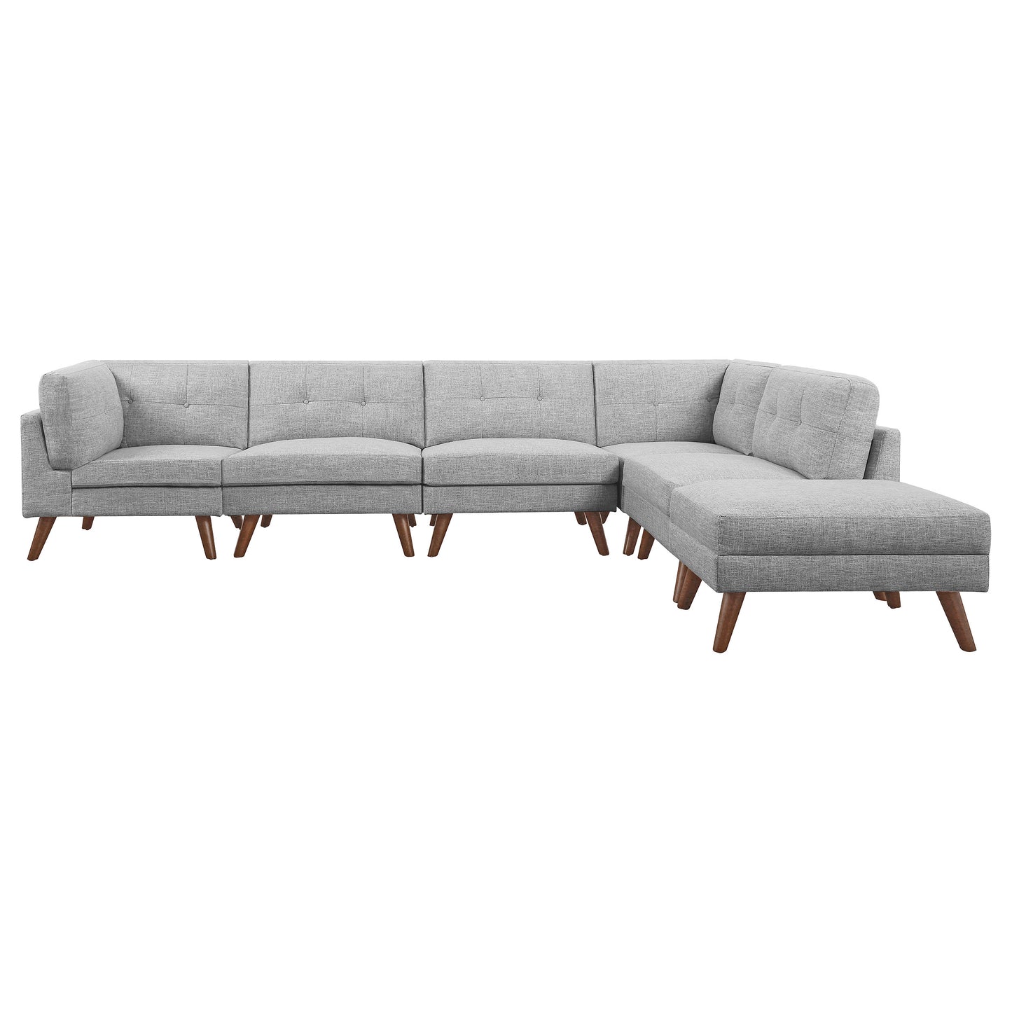 Churchill 6-piece Upholstered Modular Tufted Sectional Grey and Walnut
