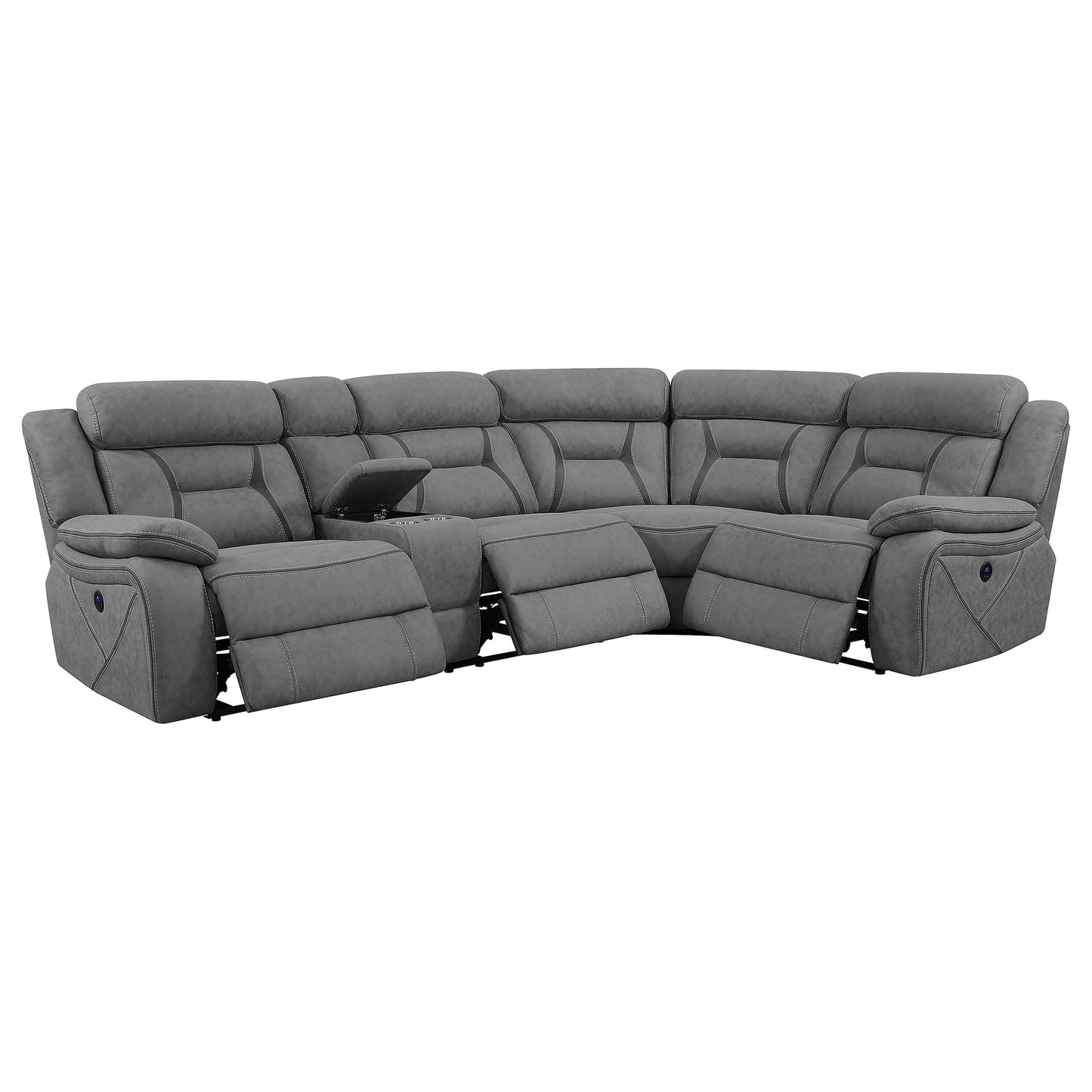 Higgins 4-piece Upholstered Power Sectional Grey