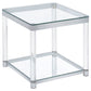 Anne End Table with Lower Shelf Chrome and Clear